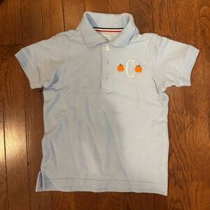 NWOT French Toast Light Blue Kids Polo with Pumpkin Embroidery and C monogram